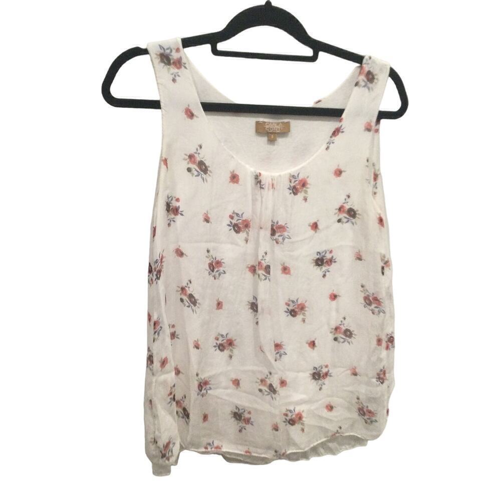 Carla Conti silk blouse womens S Italy ditsy floral white coquette cottagecore